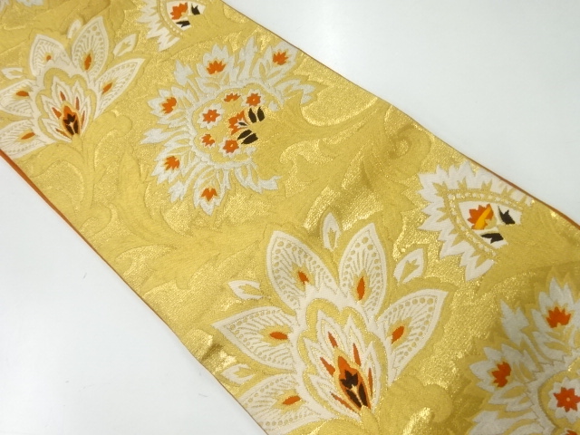 アンティーク　花更紗模様織出し袋帯（材料）